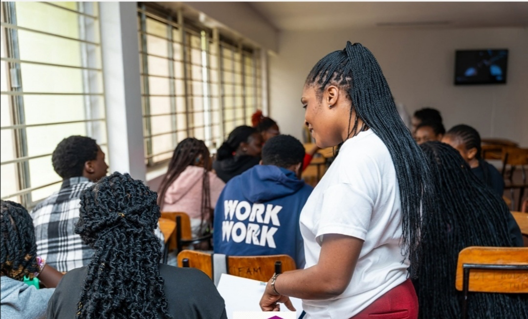 Students learning German